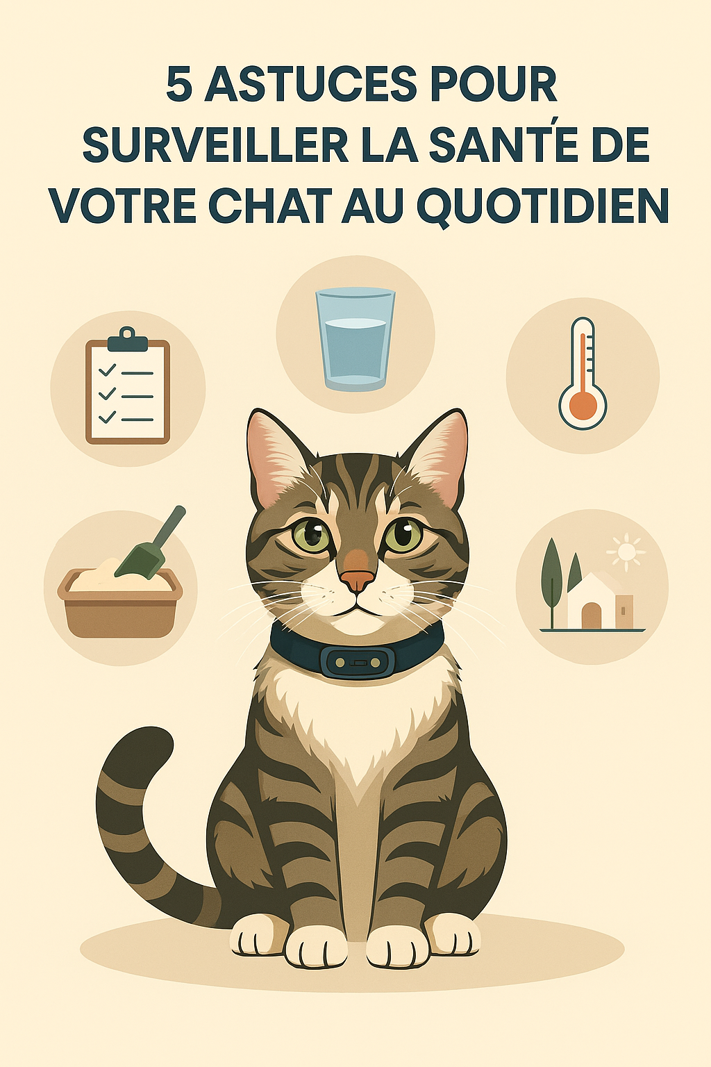 Chat en bonne santé avec surveillance quotidienne